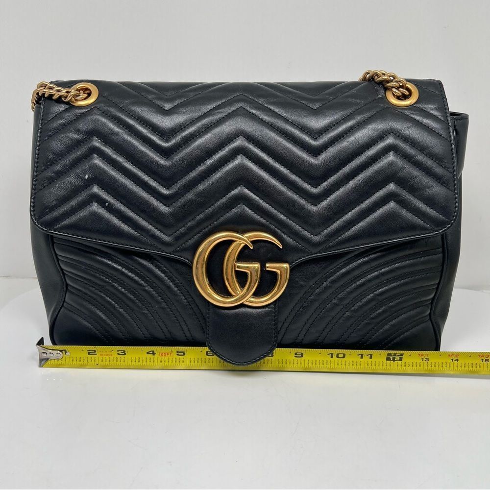 GUCCI Large Marmont Matelasse Shoulder Bag Black 498090 - Picture 9 of 16